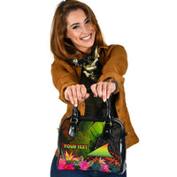 Tokelau Polynesian Personalised Shoulder Handbag - Hibiscus and Banana Leaves One Size Reggae - Polynesian Pride