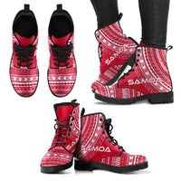 samoa Leather Boots - Polynesian Flag Chief Version - Polynesian Pride