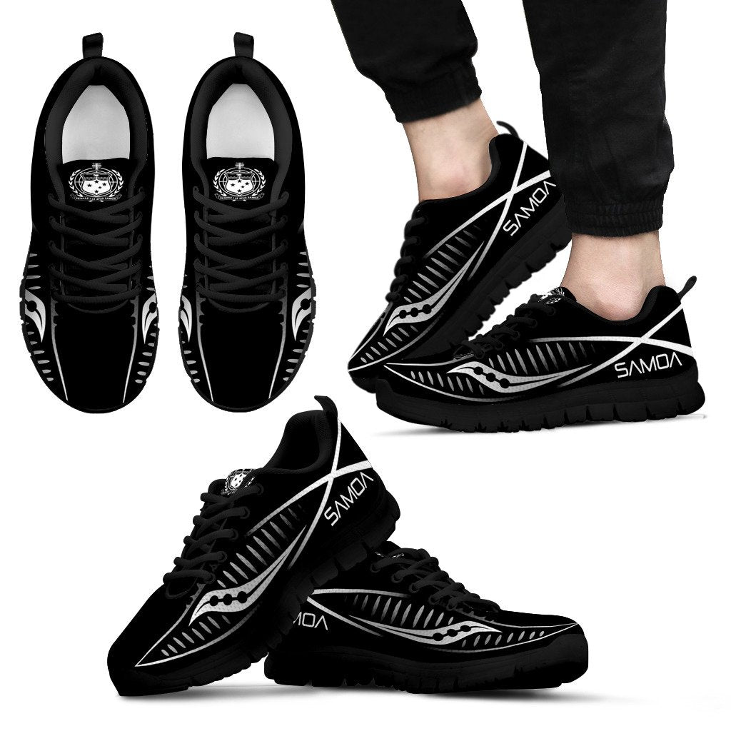 Samoa Sneakers - Samoa Coat Of Arms Polynesian Knife Style Unisex Black - Polynesian Pride