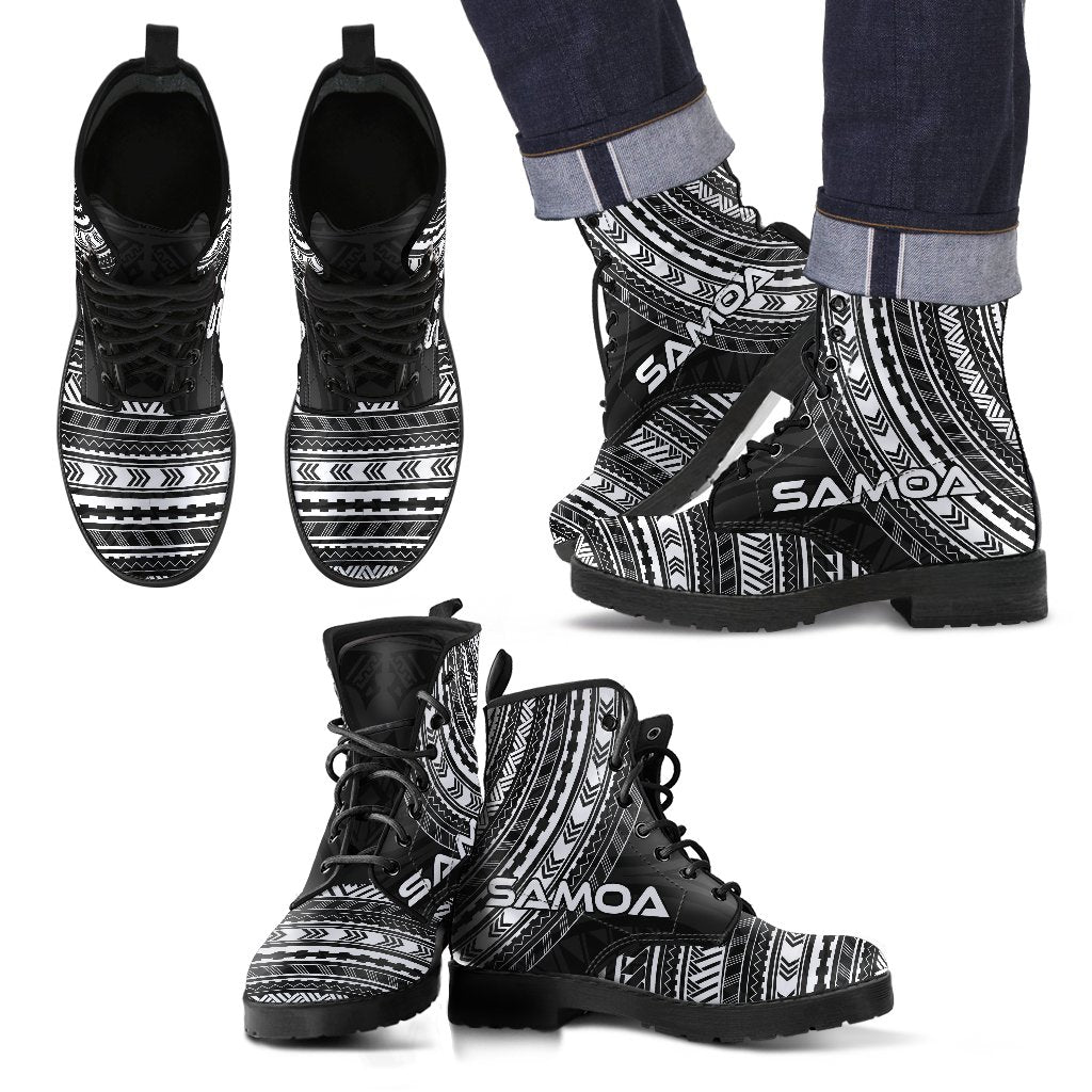 samoa Leather Boots - Polynesian Black Chief Version Black - Polynesian Pride