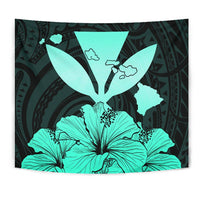 Hawaiian Kanaka Tapestry Hibiscus Polynesian Love Turquoise - Polynesian Pride