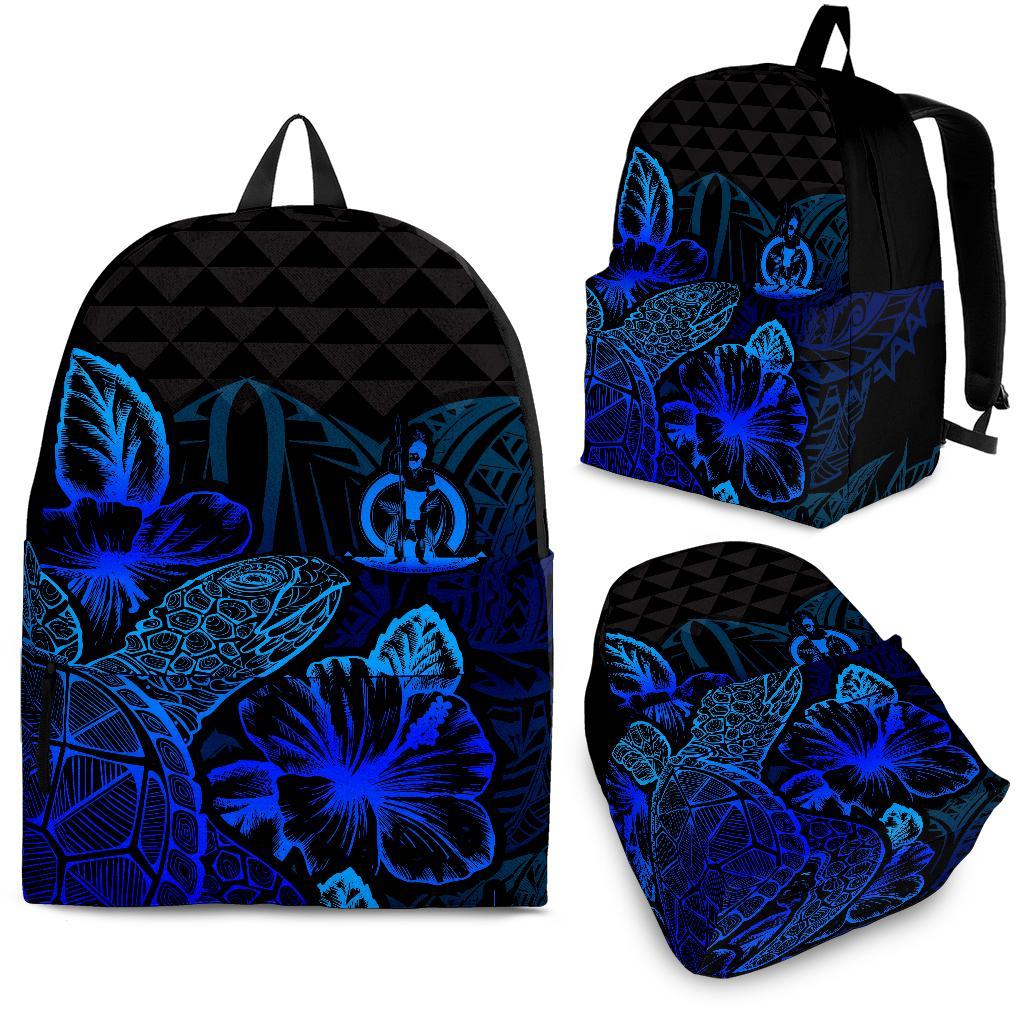 Vanuatu Polynesian Backpack Turtle Hibiscus Blue Blue - Polynesian Pride