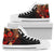 Tahiti Polynesian High Top Shoes - Plumeria Flowers And Waves Unisex White - Polynesian Pride