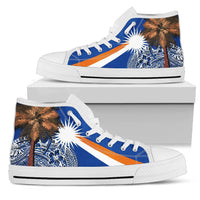 Marshall Islands Polynesian High Top Shoes - Palm Tree Unisex White - Polynesian Pride