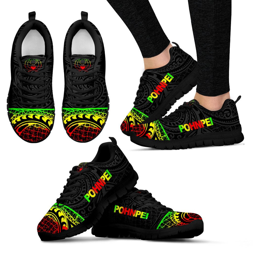 Pohnpei Sneakers - Pohnpei Flag Micronesia Reggae Style - Polynesian Pride