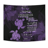 Hawaii Turtle Tapestry Hibiscus To My Wife Violet AH - Polynesian Pride