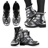 Tokelau Leather Boots - Polynesian Tattoo Black - Polynesian Pride