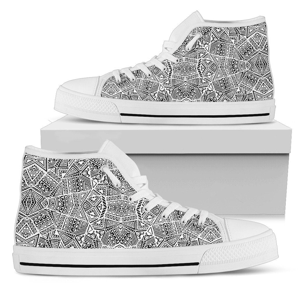 Polynesian High Top Shoe White And Black Mens High Top White - Polynesian Pride