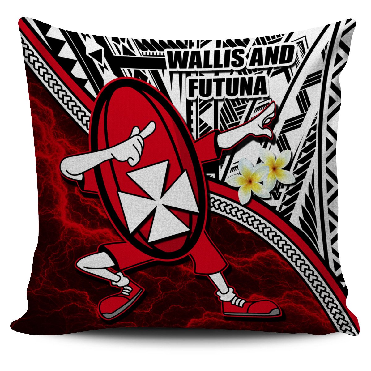 Dab Trend Style Rugby Pillow Cover Wallis and Futuna Wallis and Futuna Red - Polynesian Pride
