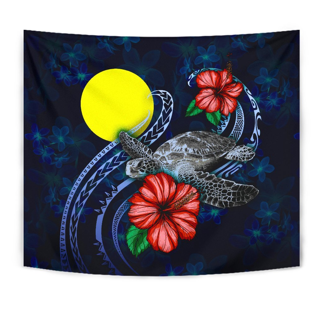 Palau Polynesian Tapestry - Blue Turtle Hibiscus - Polynesian Pride