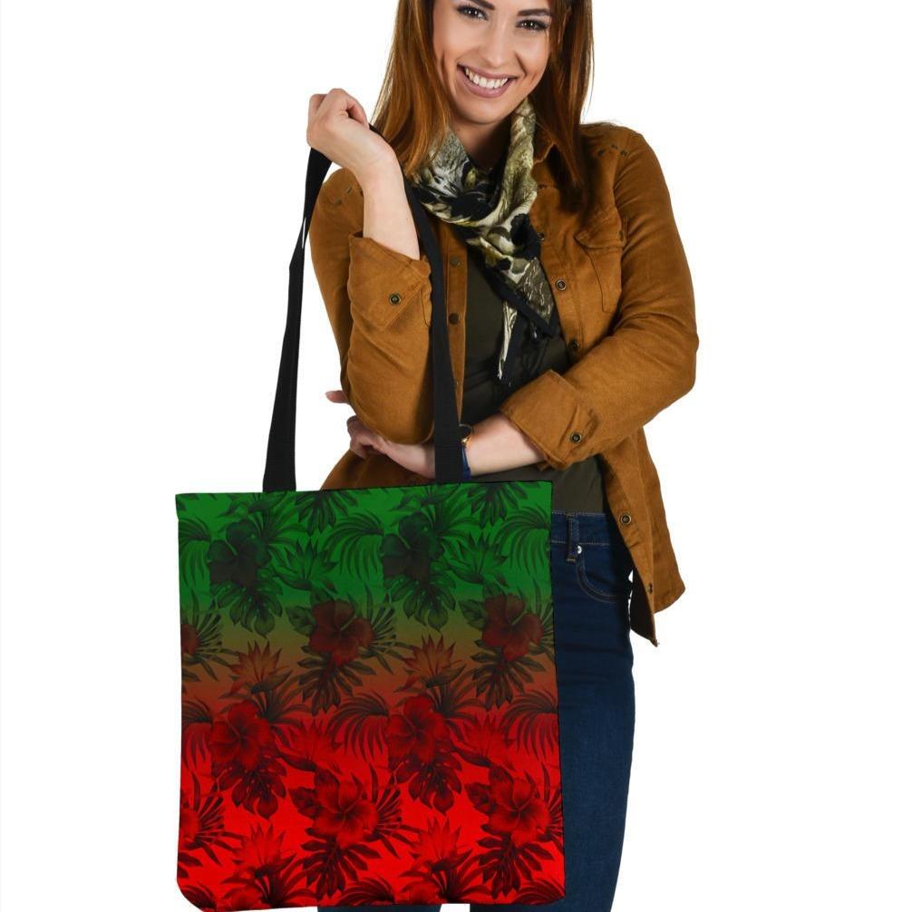 Polynesian Tote Bags - Red Hibiscus Patterns Tote Bag One Size Red - Polynesian Pride