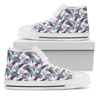 Hawaiian Shoes - Tropical Monstera Leaf High Top Shoes Mens High Top White - Polynesian Pride