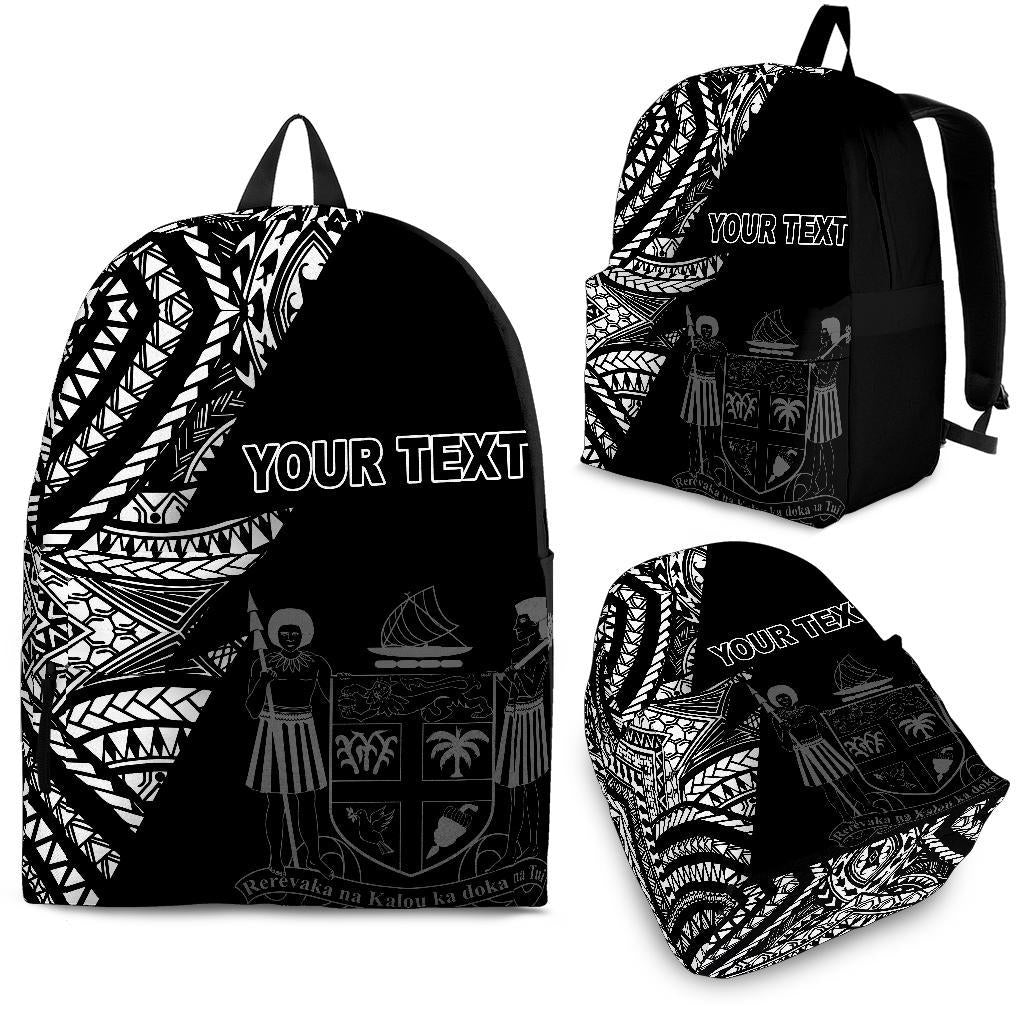 Fiji Custom Personalised Backpack Flash Black Black - Polynesian Pride