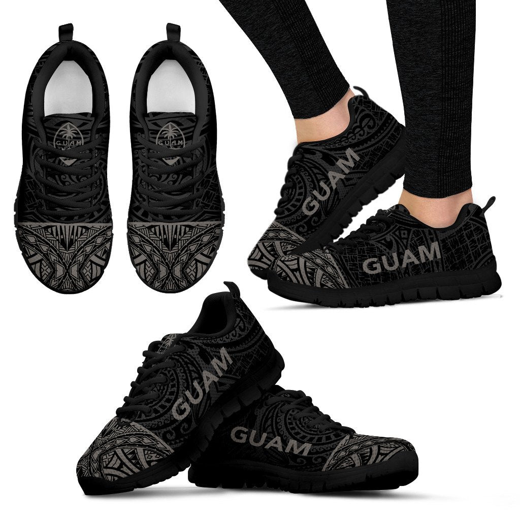 Guam Sneakers - Guam Coat Of Arms Micronesian Grey Style - Polynesian Pride
