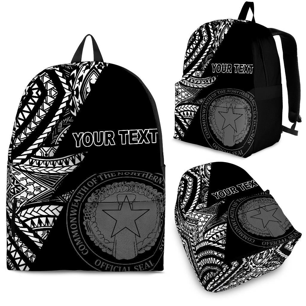 Northern Mariana Islands Custom Personalised Backpack Flash Black Black - Polynesian Pride