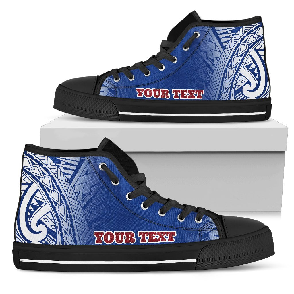 Samoa Custom Personalised High Top Shoes - Polynesian Fog Blue - Polynesian Pride