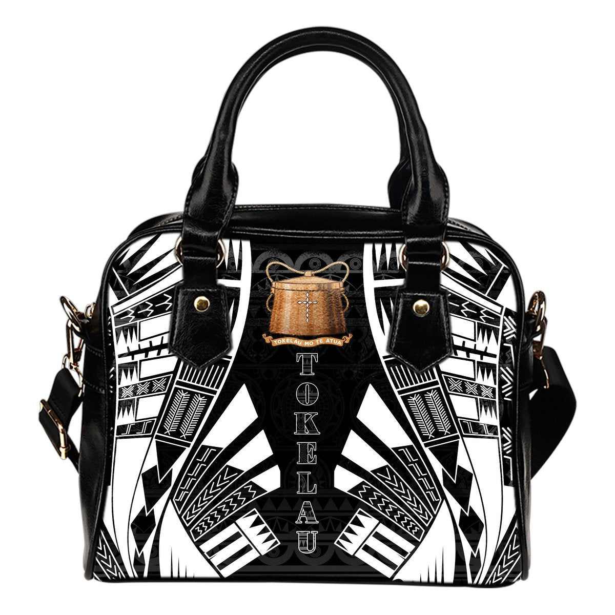 Tokelau Shoulder Handbag - Polynesian Tattoo Black One Size Black - Polynesian Pride