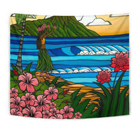 Hula Girl Dance Picture Tapestry Wall Tapestry Blue - Polynesian Pride