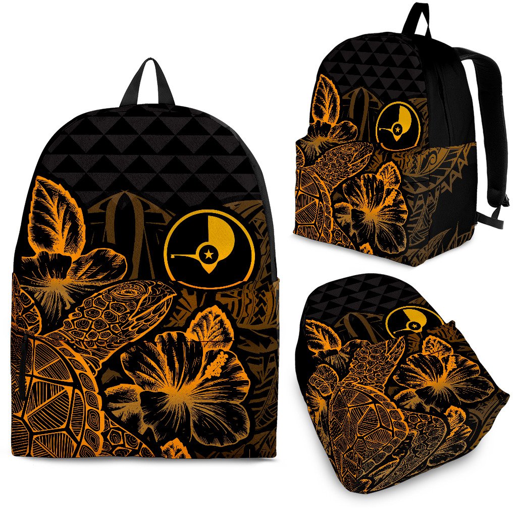 Yap Polynesian Backpack Turtle Hibiscus Gold front Gold - Polynesian Pride