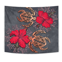 Hawaii Turtle Hibiscus Polynesian Tapestry - Khoi Style - AH Wall Tapestry 130cm*150cm Gray - Polynesian Pride