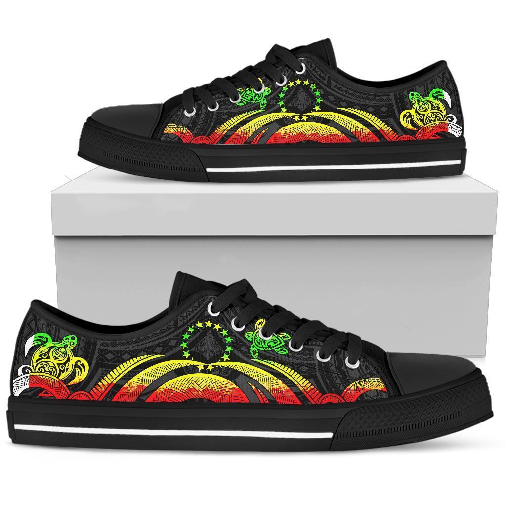 Cook Islands Low Top Canvas Shoes - Reggae Tentacle Turtle - Polynesian Pride
