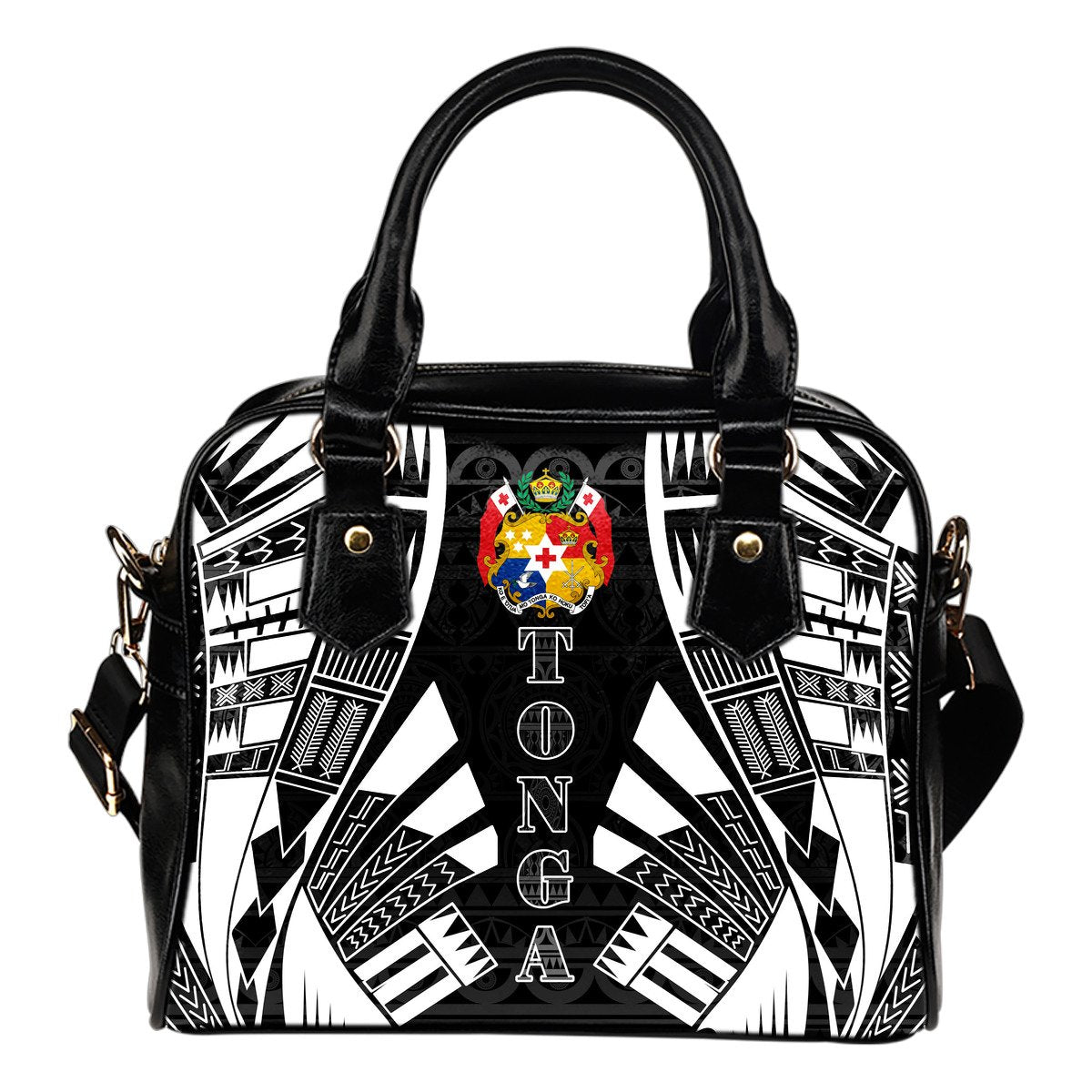 Tonga Shoulder Handbag - Polynesian Tattoo Black One Size Black - Polynesian Pride