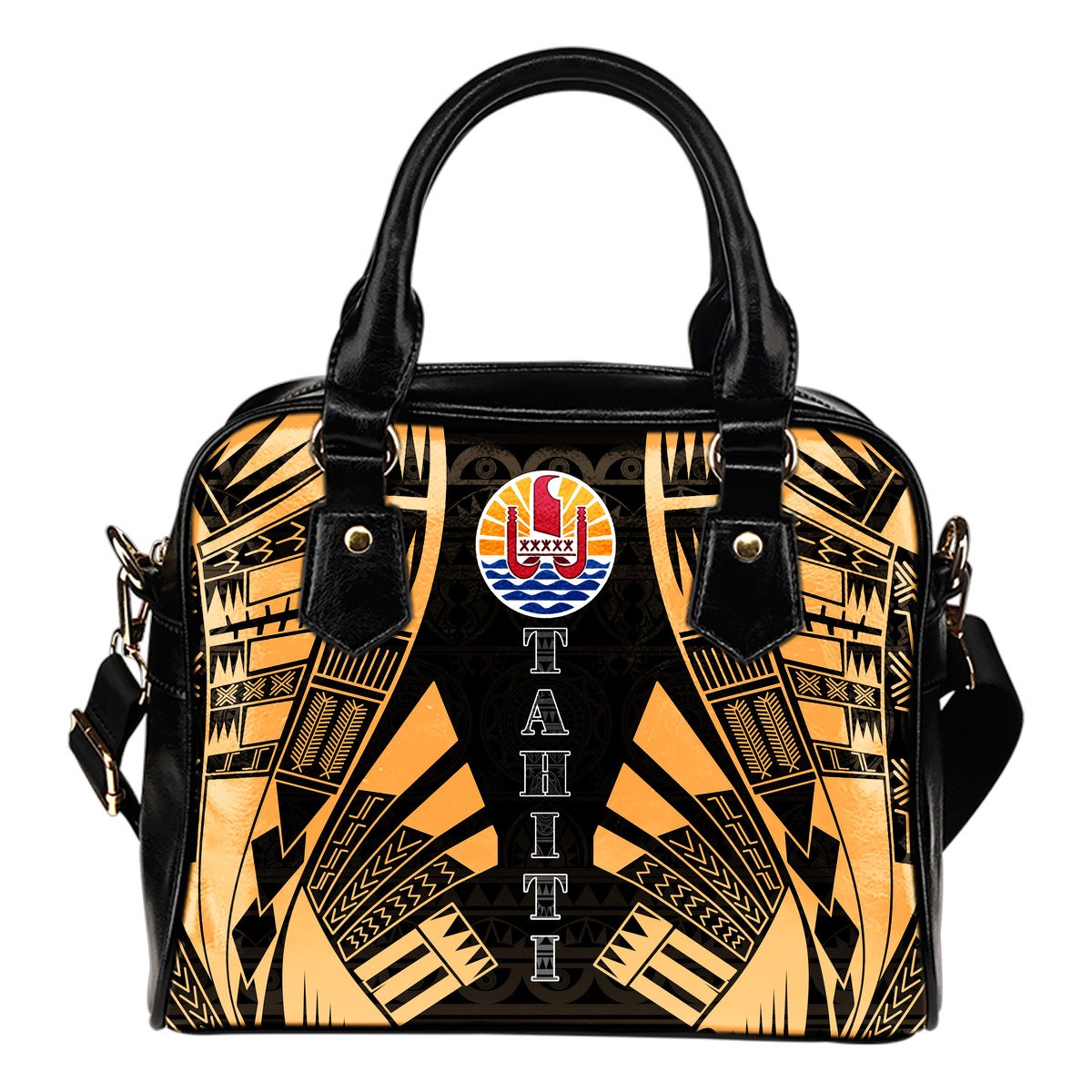 Tahiti Shoulder Handbag - Polynesian Tattoo Gold One Size Gold - Polynesian Pride