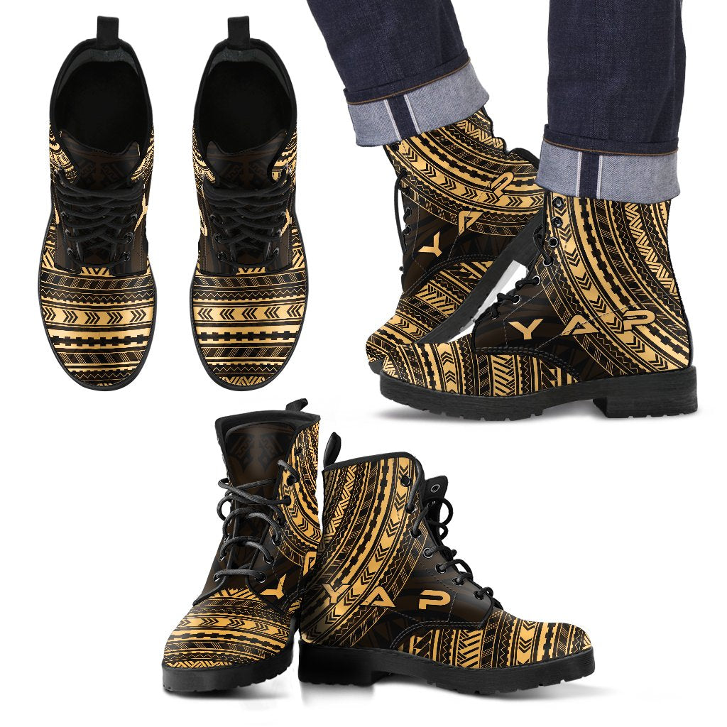yap Leather Boots - Polynesian Gold Chief Version Black - Polynesian Pride