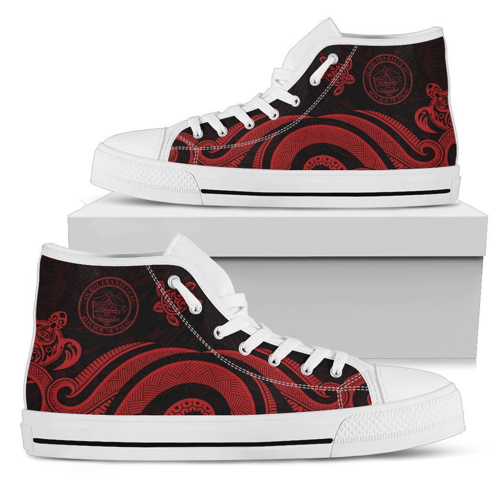 Palau High Top Canvas Shoes - Red Tentacle Turtle Unisex White - Polynesian Pride