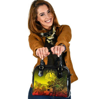 Tahiti Shoulder Handbag - Humpback Whale with Tropical Flowers (Yellow) One Size Yellow - Polynesian Pride
