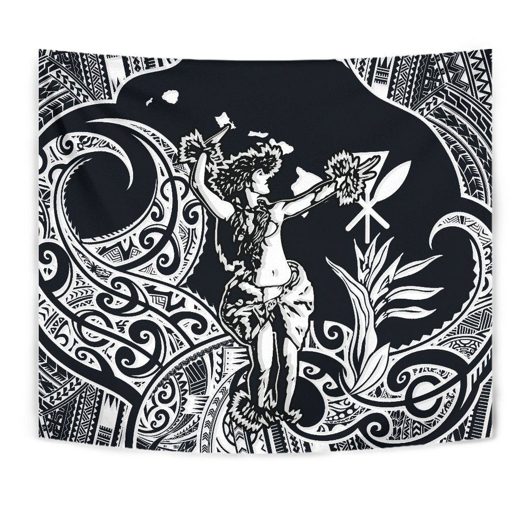 Hawaii Polynesian Tapestry - Hula Girl White - Polynesian Pride