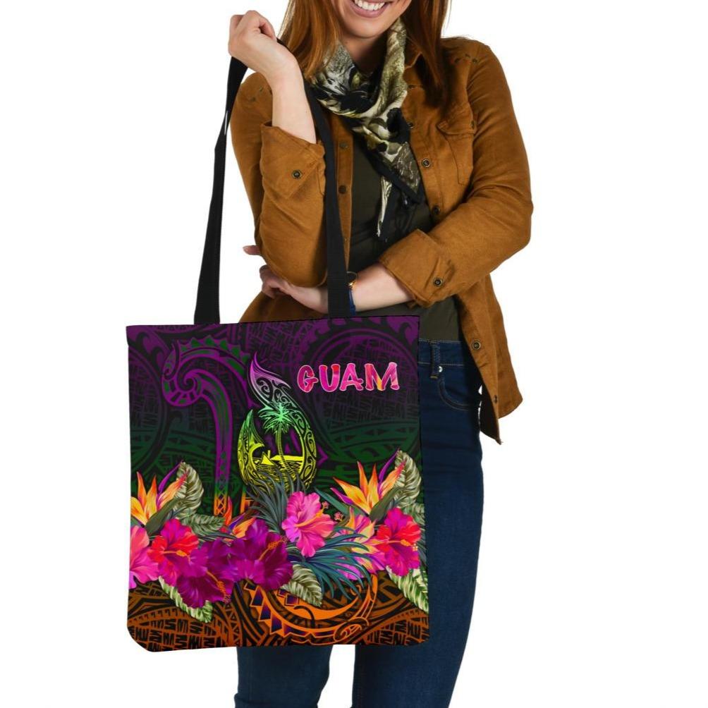 Guam Polynesian Tote Bags - Summer Hibiscus Tote Bag One Size Reggae - Polynesian Pride