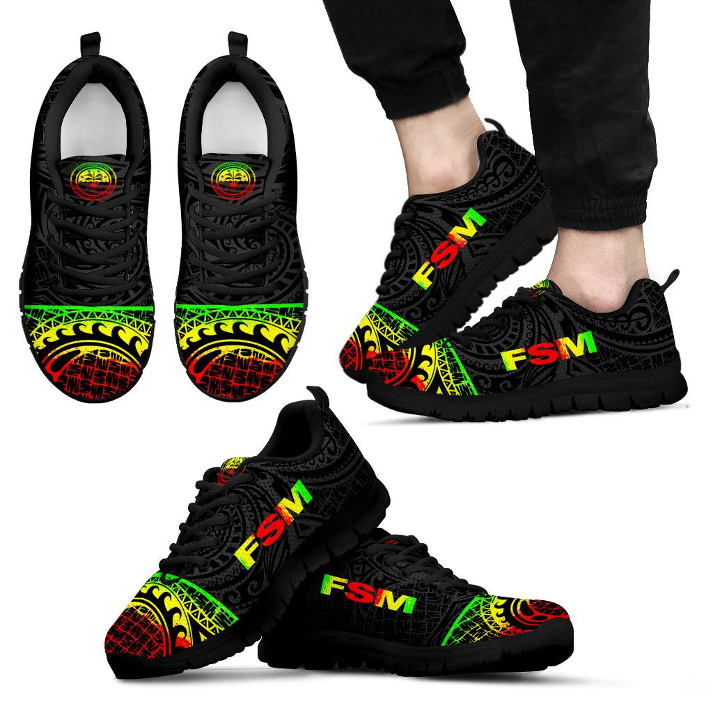 Federated States of Micronesia Sneakers - FSM Seal Micronesian Reggae Style Unisex Black - Polynesian Pride