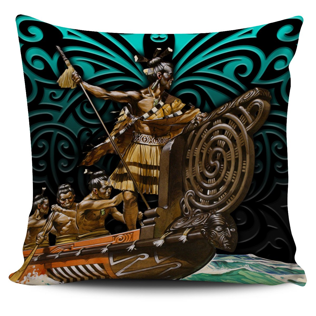 New Zealand Pillow Cover, Maori Waka Taua - Polynesian Pride
