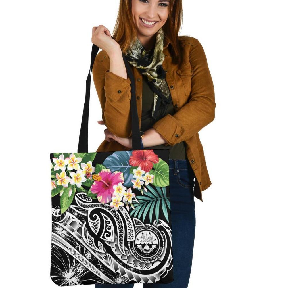 FSM Polynesian Tote Bag - Summer Plumeria (Black) Tote Bag One Size Black - Polynesian Pride