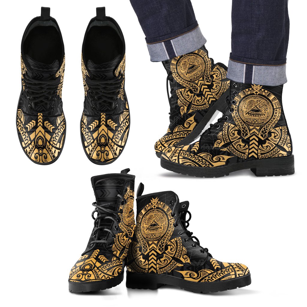 American Samoa Leather Boots - Tribal Gold Gold - Polynesian Pride