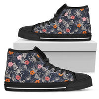 Hawaiian Shoes - Tropical Grey High Top Shoes Womens High Top Black - Polynesian Pride