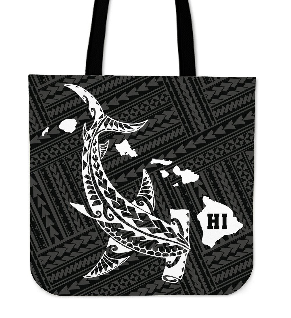 Hawaii Shark White Polynesian Tote Bag Tote Bag One Size White - Polynesian Pride