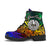 Tahiti Custom Personalised Premium Leather Boots - Rainbow Polynesian Pattern - Polynesian Pride