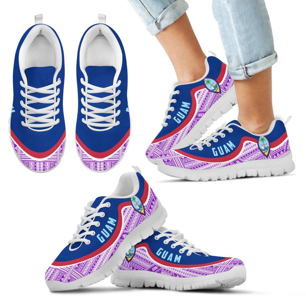 Guam Wave Sneakers - Polynesian Pattern White Purple Color Kid's Sneakers - White - Guam White - Polynesian Pride