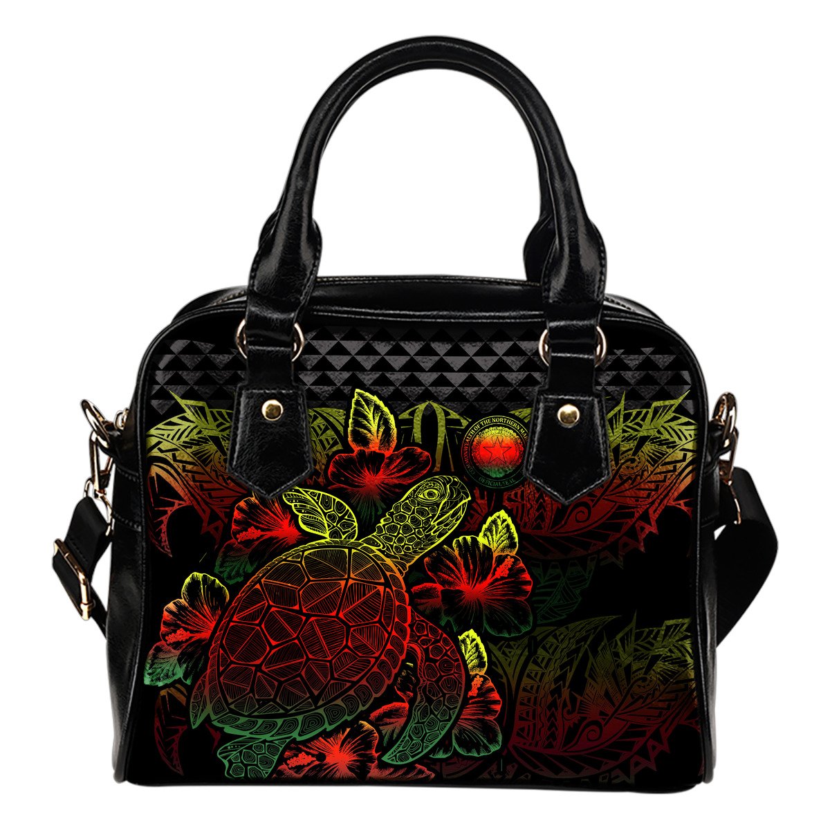 Northern Mariana Islands Polynesian Shoulder Handbag Turtle Hibiscus Reggae One Size Reggae - Polynesian Pride