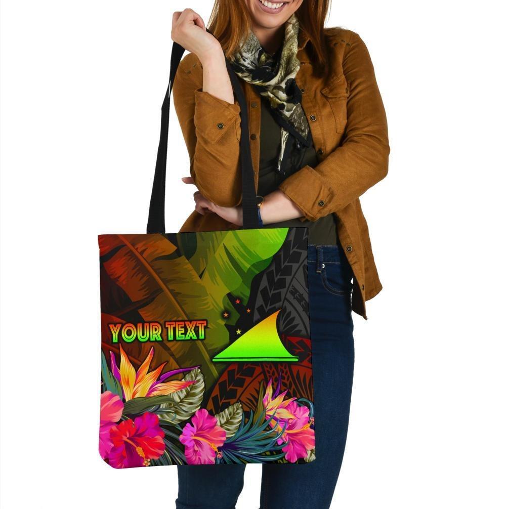 Tokelau Polynesian Personalised Tote Bag - Hibiscus and Banana Leaves Tote Bag One Size Reggae - Polynesian Pride