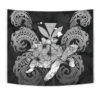 Hawaii Turtle Wave Polynesian Tapestry - Hey Style Gray - Polynesian Pride