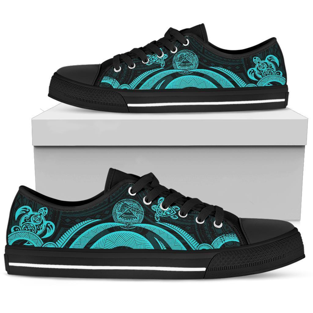American Samoa Low Top Shoes - Turquoise Tentacle Turtle - Polynesian Pride