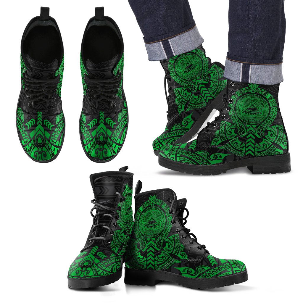 American Samoa Leather Boots - Tribal Green Green - Polynesian Pride