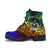 Vanuatu Custom Personalised Leather Boots - Rainbow Polynesian Pattern - Polynesian Pride