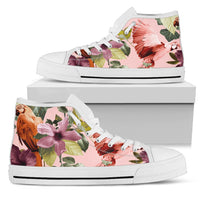 Hawaii Pink Hibiscus High Top Shoe Womens High Top White - Polynesian Pride