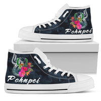 Pohnpei Micronesia High Top Shoes - Tropical Flower Unisex White - Polynesian Pride