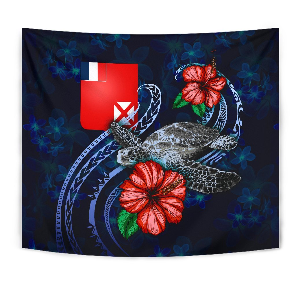 Wallis and Futuna Polynesian Tapestry - Blue Turtle Hibiscus - Polynesian Pride