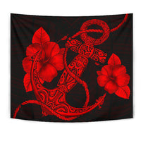 Anchor Red Poly Tribal Tapestry Wall Tapestry Red - Polynesian Pride